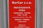 Q-SERVICE Autoservis BerCar Bratislava - prevádzková doba	